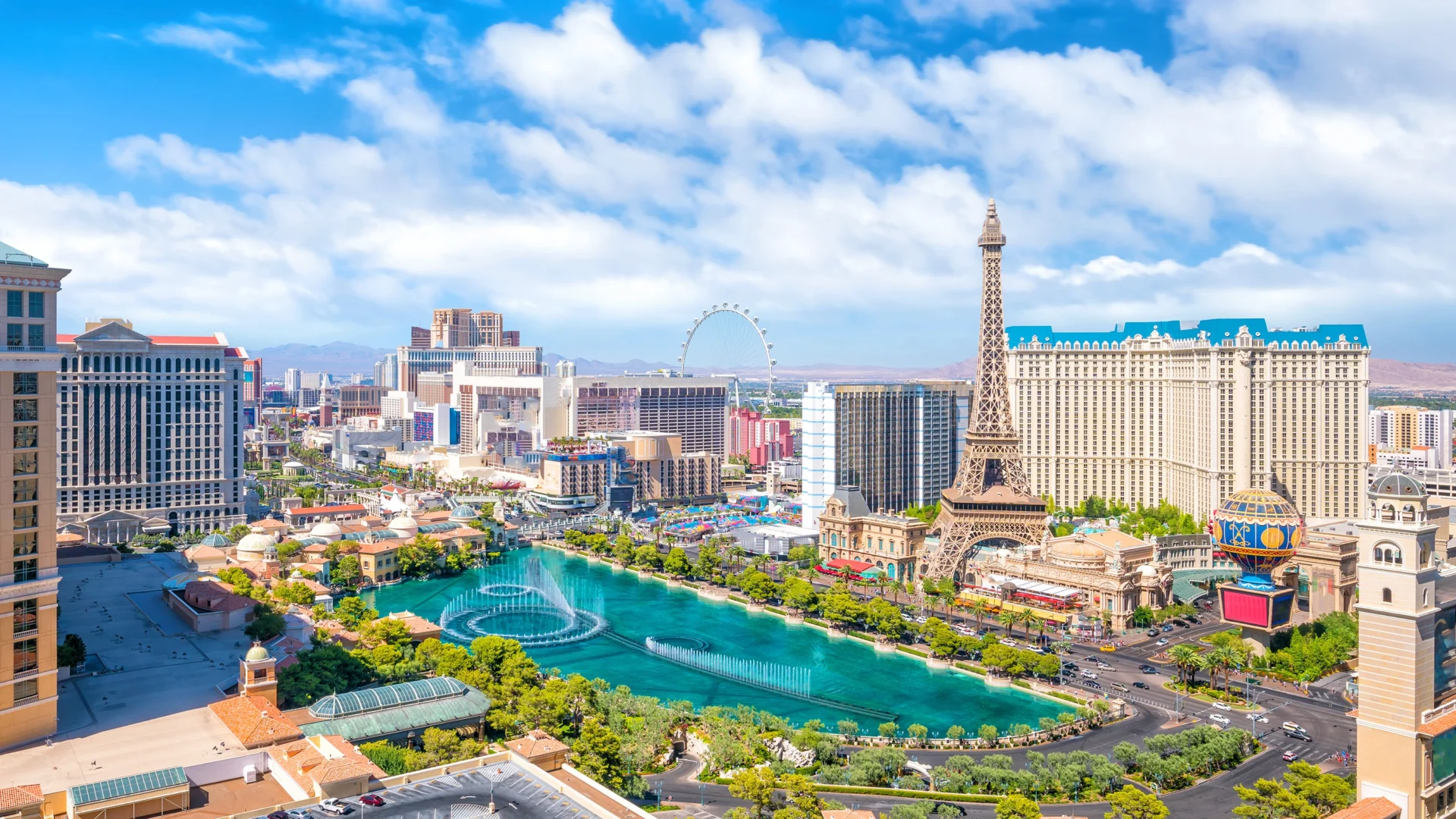 A view of the las vegas strip from above.