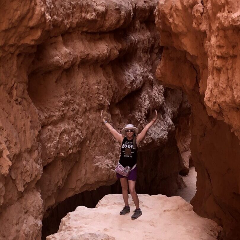 A person standing in the middle of an area